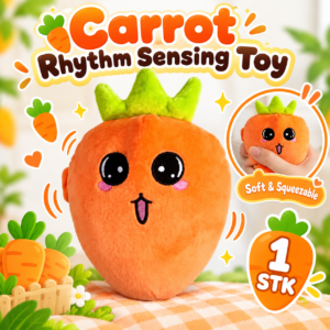 Rhythm Sensing Toy Carrot 1Stk – interaktives Musik- und Bewegungsspielzeug in orangefarbener Karottenform mit grünen Blättern.
