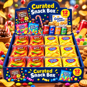 Chips Squishy 12Stk im Display – bunte Anti-Stress-Spielzeuge im Chipsbeutel-Design mit verschiedenen Varianten wie Spicy Chips und Classic Chips.