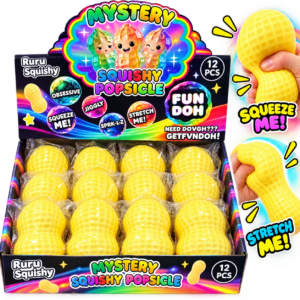 Erdnuss Squishy 12Stk – gelbe weiche Anti-Stress-Spielzeuge in Erdnussform mit strukturierter Oberfläche