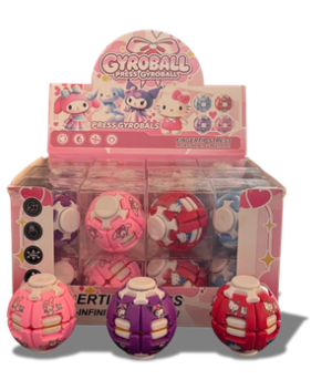 Princess Fidget Ball 24Stk – bunte Anti-Stress- und Fidget-Bälle im Prinzessinnen-Design im Verkaufsdisplay