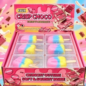 Crispy Ice Cream Squishy 12 Stk im Verkaufsdisplay mit bunten Eis-am-Stiel Squishys und Crispy Crackle Effekt für Kioske, Spielwarenläden und Wiederverkäufer