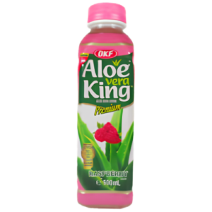 Aloe Vera OKF Raspberry 20x0,5l – fruchtiges Aloe-Vera-Getränk mit Himbeergeschmack im 500-ml-Format.