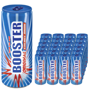 Booster Original 24x330ml – klassischer Energy Drink im handlichen 330-ml-Format für den gekühlten Einzelverkauf.