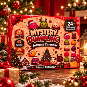 Mystery Dumpling Advent Calendar 24Stk – Adventskalender mit 24 Squishy Dumplings in 24 Türchen und einem seltenen goldenen Dumpling.