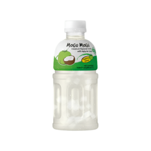 Mogu Mogu Drink Coconut 6x320ml – exotisches Kokosgetränk mit Nata-de-Coco-Stückchen in der 320-ml-Flasche.
