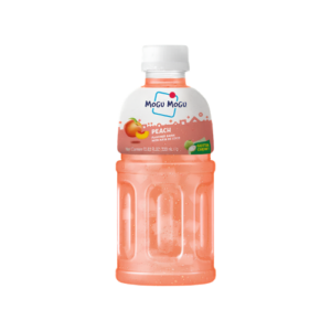 Mogu Mogu Drink Peach 6x320ml – fruchtiges Pfirsichgetränk mit Nata-de-Coco-Stückchen in der 320-ml-Flasche.