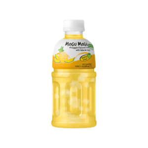 Mogu Mogu Drink Pineapple 6x320ml – tropisches Ananasgetränk mit Nata-de-Coco-Stückchen in der 320-ml-Flasche.