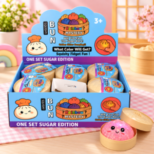 Squishy Dumpling LED (mit Kugeln) 12Stk – bunte Dumpling-Squishys mit LED-Effekt und Kugel-Füllung in einer praktischen 12er-Verkaufseinheit.