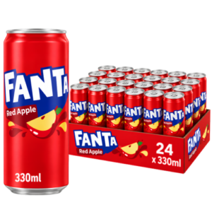 Fanta Red Apple 24x330ml – fruchtige Apfellimonade mit Geschmack nach rotem Apfel in der handlichen 330-ml-Dose.