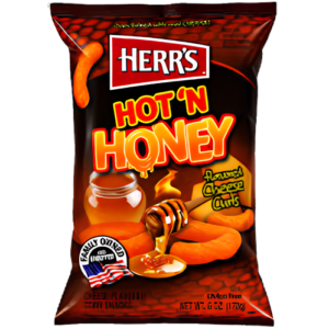 Herr´s Honey Cheese Flavoured Curls 12x113g – knusprige Käse-Curls mit süßer Honignote in der 113-g-Packung.