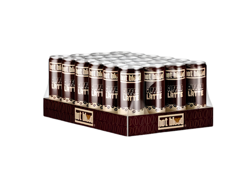 Hot Blood Coffee Latte 24x250ml – cremiges trinkfertiges Kaffeegetränk im handlichen 250-ml-Format.