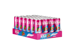 Hot Blood Ice Tea Wassermelone 24x330ml – fruchtiger Wassermelonen-Eistee im 330-ml-Format für den gekühlten Einzelverkauf.