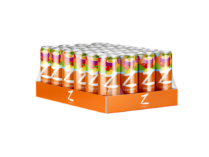 Hot Blood Z Multivitamin 24x330ml – fruchtiges Mehrfruchtgetränk im 330-ml-Format für den gekühlten Einzelverkauf.