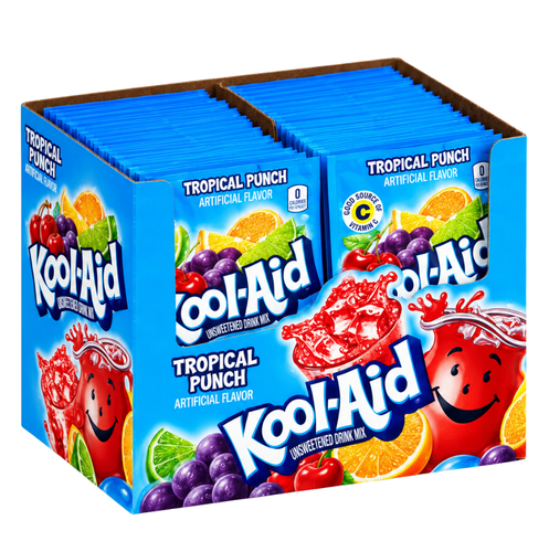 Kool-Aid Tropical Punch 48x4,2g – tropisches Getränkepulver mit intensivem Fruchtgeschmack im praktischen Portionsbeutel.