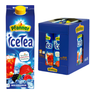 Pfanner Ice Tea Waldbeere 6x2L – fruchtiger Waldbeeren-Eistee im großen 2-Liter-Format in der praktischen 6er-Verkaufseinheit.