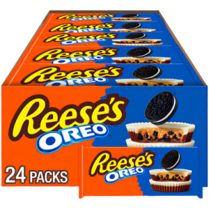 Reese´s Oreo Peanut Butter Cups 24x39g – Schokoladen-Cups mit cremiger Erdnussbutter und Oreo-Stückchen im praktischen Einzelformat.