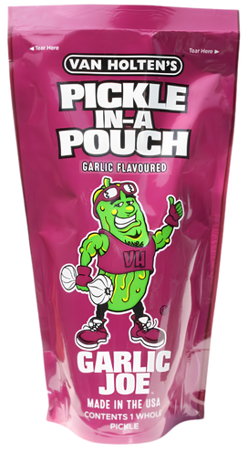 Van Holten´s Pickle in a Pouch Garlic Joe 12x242g – würzig eingelegte Gurke mit kräftiger Knoblauchnote im praktischen Einzelbeutel.