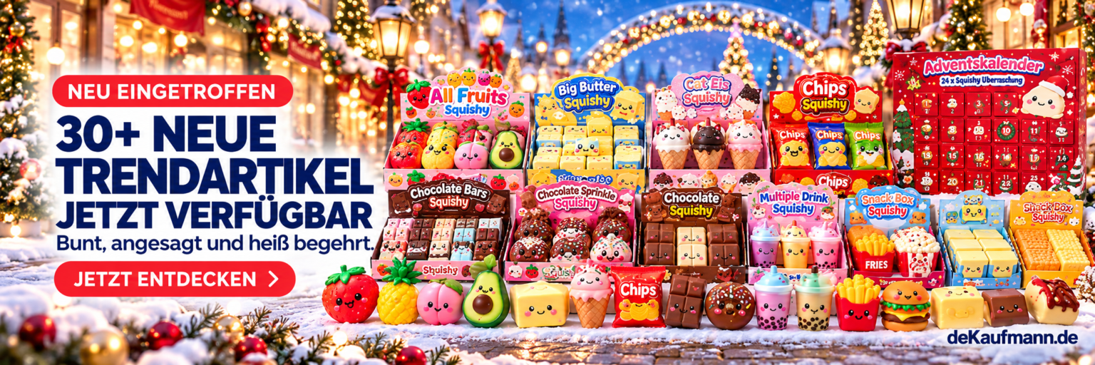 Neue Trendartikel im Winterdesign – Squishy- und Fidget-Spielzeug für Händler bei deKaufmann.de