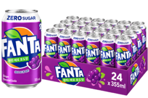 Fanta Grape Zero Asia 24x350ml – zuckerfreie Traubenlimonade in der handlichen 350-ml-Dose.