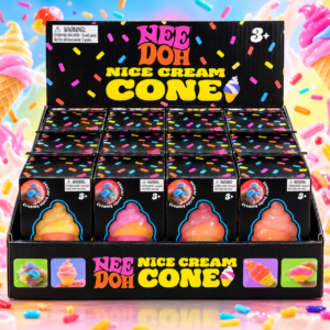 Needoh Nice Cream Cone Squishy 12Stk im farbenfrohen Display mit weichen Eiscreme-Squishys in verschiedenen Farben.