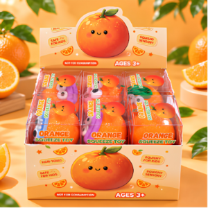 Orange Squeeze Mystery Squishy 12Stk – weiche Mystery-Squishys im auffälligen Orangen-Design in einer praktischen 12er-Verkaufseinheit.